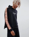 PROFOUND AESTHETIC HOODIE WITH FLORAL TAPING IN BLACK - BLACK,SS18-018