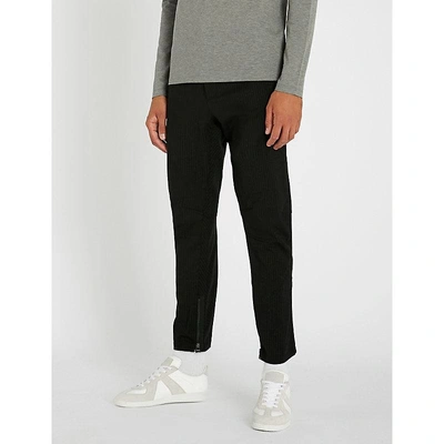 Lanvin Striped Slim-fit Tapered Stretch-wool Cropped Trousers In Anthracite Black
