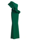 CHIARA BONI LA PETITE dressing gown Marine Organza Ruffle Trumpet Gown