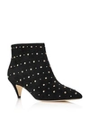 KATE SPADE KATE SPADE NEW YORK WOMEN'S STARR POINTED TOE TWO-TONE STUDDED SUEDE KITTEN HEEL BOOTIES,S553507