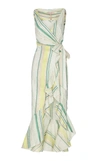 MARIA LUCIA HOHAN STELLA STRIPE LUREX LINEN WRAP DRESS,STELLADRS