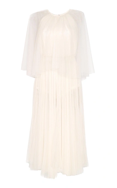 Maria Lucia Hohan Peonie Pleated Tulle Midi Dress In White