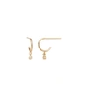 ZOË CHICCO 14CT YELLOW GOLD TINY DIAMOND HUGGIE HOOP EARRINGS,2816795