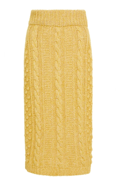 Alexa Chung Cable-knit Pencil Skirt In Yellow