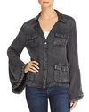 CHASER FRAYED BELL SLEEVE JACKET,CW7356-VBLKCW