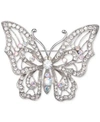 NINA SILVER-TONE CRYSTAL OPEN BUTTERFLY PIN