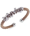 CHARRIOL WOMEN'S TANGO BRONZE PVD STAINLESS STEEL WITH WHITE TOPAZ STONES CABLE BANGLE BRACELET