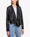 French Connection Abellana Faux-leather Waterfall Jacket In Black