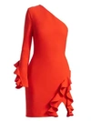 CINQ À SEPT Pia One-Shoulder Ruffle Dress