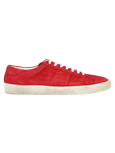 Saint Laurent Suede Court Classic Trainers In Red
