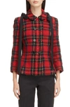 SIMONE ROCHA SHOULDER BOW FITTED TARTAN JACKET,3653 0218