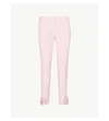 TED BAKER BOW-EMBELLISHED MID-RISE SKINNY WOVEN TROUSERS