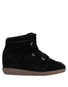 Isabel Marant Bobby Suede Calfskin Leather Wedge Sneakers In Black