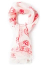 Alexander Mcqueen Skull Embroidered Scarf In White