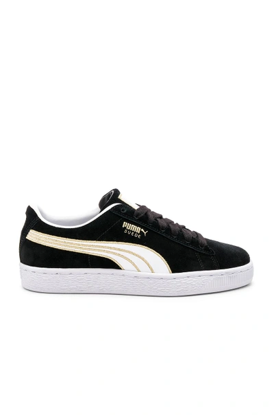 Puma Varsity Suede Platform Sneakers In  Black