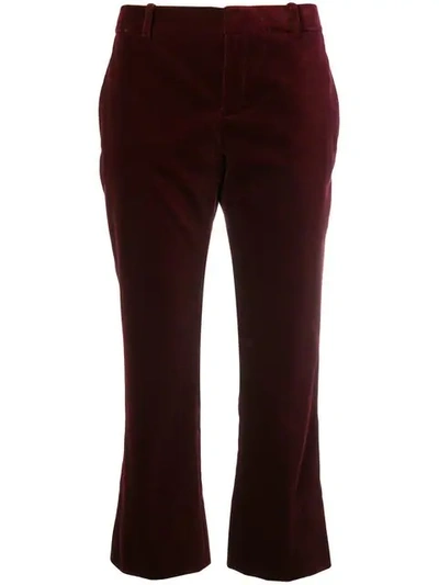 Saint Laurent Cropped Tailored Trousers In Burgundy