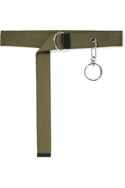 Chloé Embellished Canvas Waist Belt In Army Green