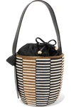 CESTA COLLECTIVE LUNCHPAIL LEATHER-TRIMMED WOVEN SISAL BUCKET BAG