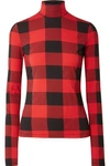 PROENZA SCHOULER PSWL CHECKED STRETCH-COTTON JERSEY TURTLENECK TOP