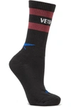 VETEMENTS + Reebok intarsia ribbed cotton-blend socks