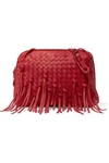 BOTTEGA VENETA NODINI FRINGED INTRECCIATO LEATHER SHOULDER BAG