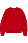 ALEXANDER MCQUEEN POINTELLE-TRIMMED RIBBED WOOL AND CASHMERE-BLEND SWEATER
