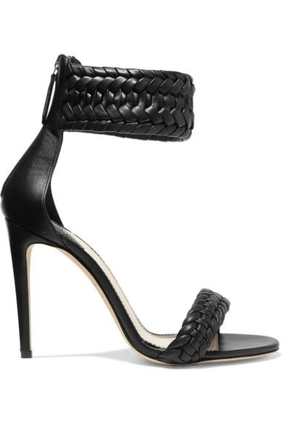 Altuzarra Ghianda Braided Leather Stiletto Sandals In Black
