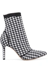 GIANVITO ROSSI 85 HOUNDSTOOTH STRETCH-KNIT SOCK BOOTS