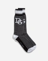 DOLCE & GABBANA PRINTED TERRY CLOTH SOCKS WITH PATCH,GC127AG1RABN0004