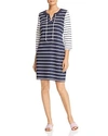 TOMMY BAHAMA FLORICITA STRIPED LACE-UP SHIFT DRESS,TW617863
