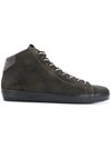 LEATHER CROWN LEATHER CROWN LACE-UP HI-TOP SNEAKERS - GREY