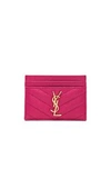 Saint Laurent Monogram Card Case In Pink