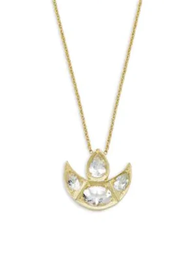 Amrapali Chandrima 18k Yellow Gold & White Topaz Crescent Pendant Necklace