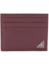 Prada Logo Plaque Card Holder - Red In Red