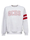 Gcds Logo Patch Cotton Sweatshirt In Bianco Rosso