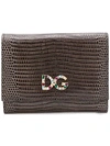 DOLCE & GABBANA DOLCE & GABBANA CRYSTAL LOGO TRI-FOLD WALLET - GREY