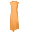 TIBI Orange Silk Open Back Bias Dress,S118SL1085APRICOT/NAVY