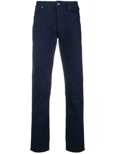 Emporio Armani Slim-cut Tailored Trousers In Blue