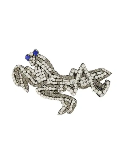 Rochas Embellished Brooch In Metallic