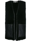 MCQ BY ALEXANDER MCQUEEN LEATHER POCKET FUR LONG waistcoat