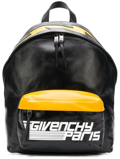 Givenchy Logo拼色牛皮背包 In Black