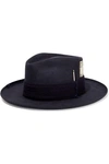 NICK FOUQUET DUST BOWL CANVAS-TRIMMED EMBELLISHED RABBIT-FELT FEDORA