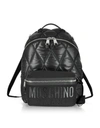 MOSCHINO BLACK QUILTED NYLON AND CANVAS BACKPACK,10671990