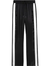 BURBERRY STRIPE DETAIL SILK SATIN TAILORED TRACK trousers