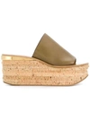 CHLOÉ CHLOÉ CAMILLE WEDGE MULES - GREEN