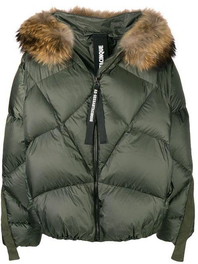 As65 Fur Trimmed Puffer Coat In Green