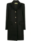 VERSACE JEANS VERSACE JEANS SINGLE-BREASTED FITTED COAT - BLACK