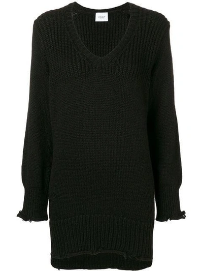 Dondup Frayed Hem Oversized Sweater In Black