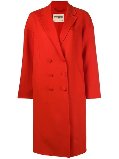 Roberto Cavalli Double Breasted Coat - Red
