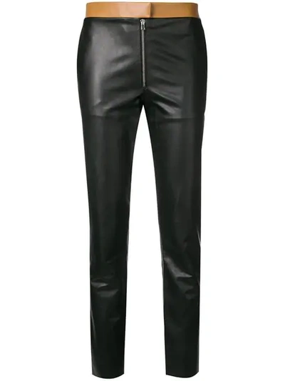 Victoria Beckham Two Tone Leather Trousers In Black
